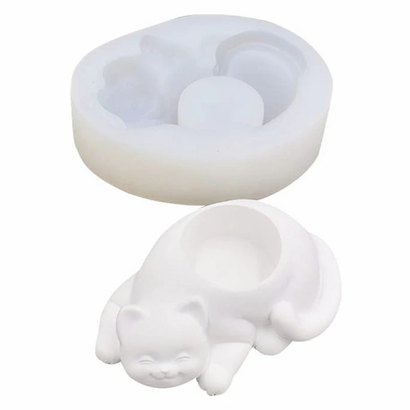 

Amazon Hot Sale Cat Shape Flower Pot Molds Concrete Silicone Mold for Succulent Plant Flower Pot, Transparent white