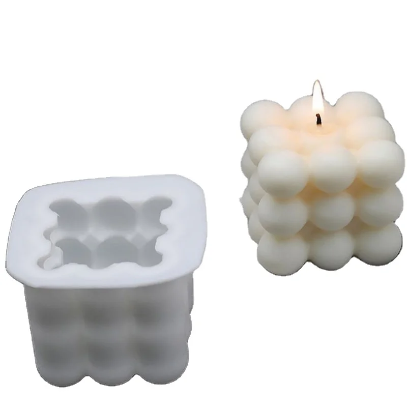 

2021 New Arrivals Handmade 3D Silicone Bubble Candle Mold for Candle Making, White
