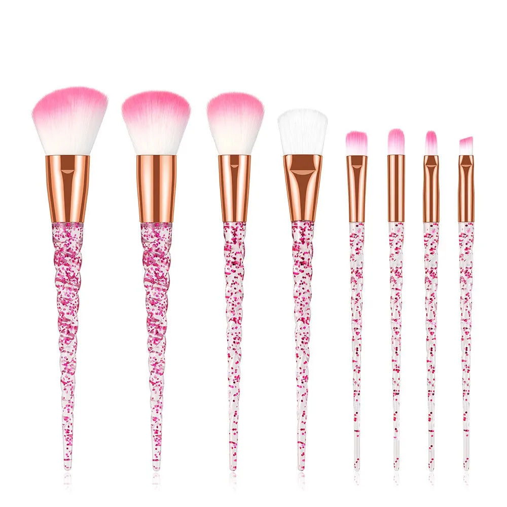 

FLD Custom logo 8pcs Crystal handle Makeup Brushes Set Private label, Customized color