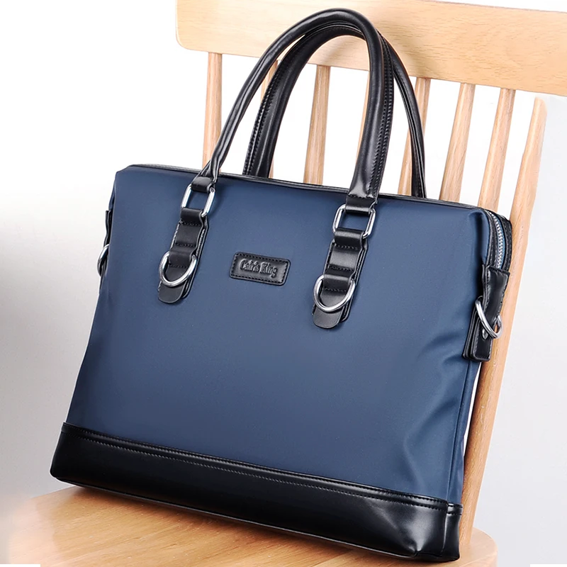 

New blue Men's business handbag, Oxford light briefcase, office computer file bag, mass customization logo
