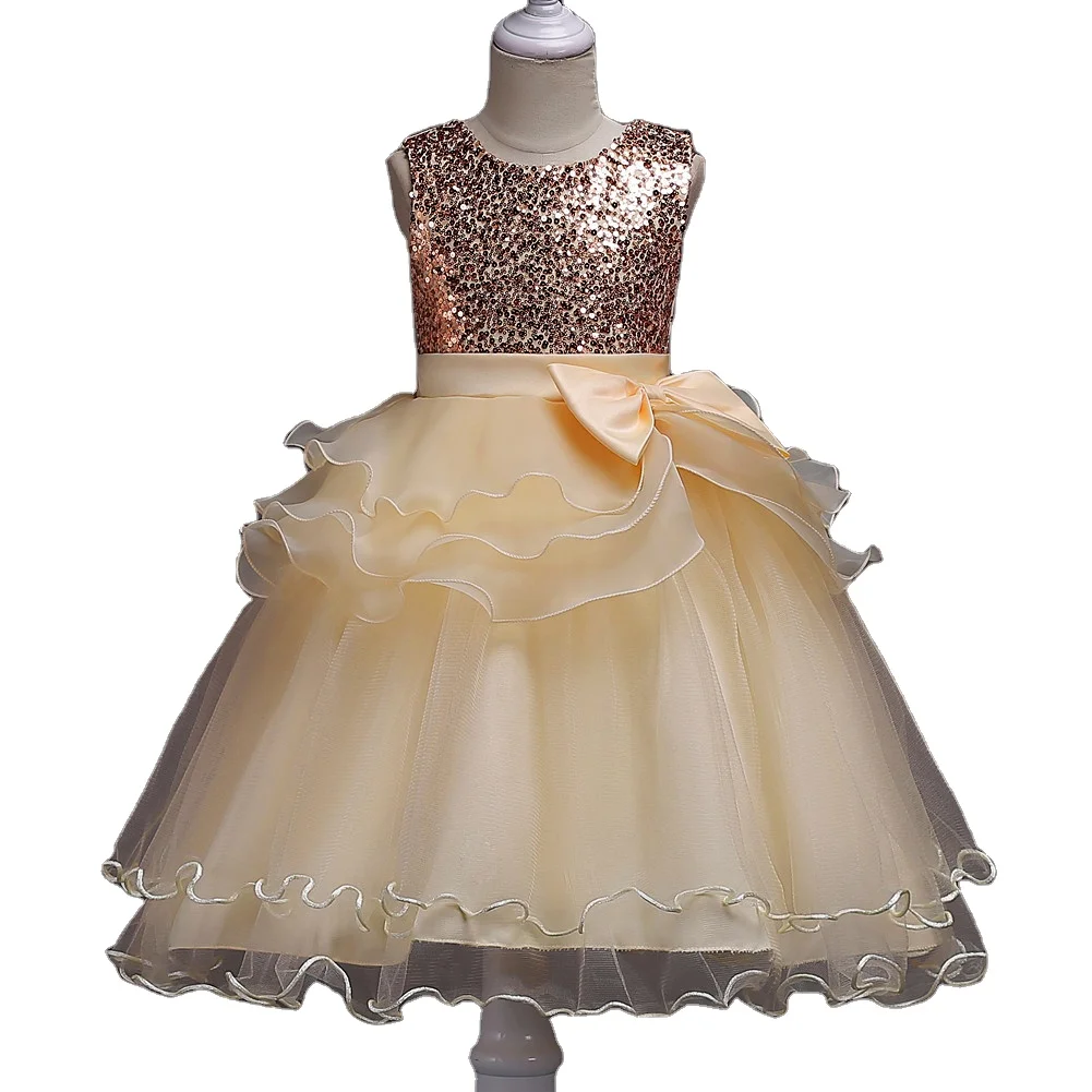 

Blue flower little girl dress for party fluffy baby girls dress design for 6 years old Sequin Princess Dress for wedding
