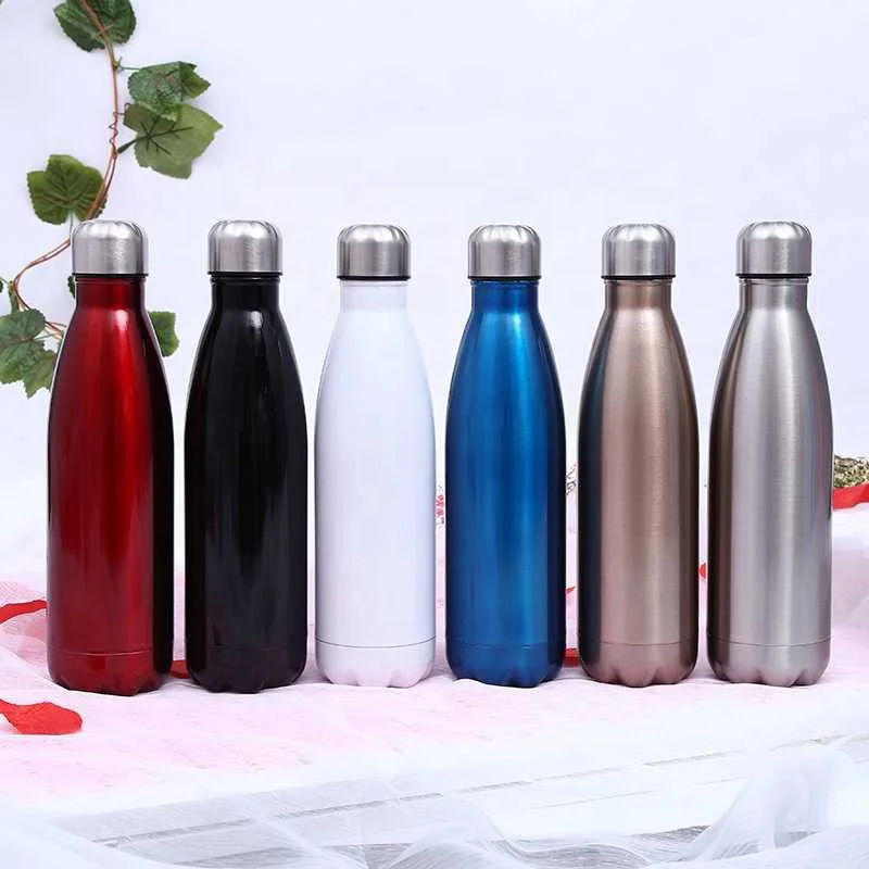 

Factory custom dye sublimation blanks double wall 18/8 Stainless Steel Cola Shaped Water Bottle