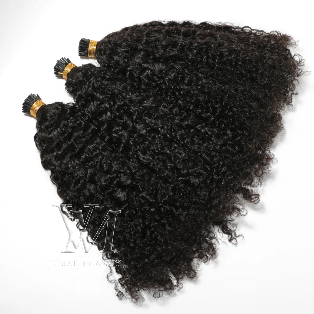 

VMAE Mongolia Raw Virgin Natural Black I Tip Pre Bonded Custom Kinky Curly Cuticle Aligned Human Hair Pre-bonded Hair Extensions