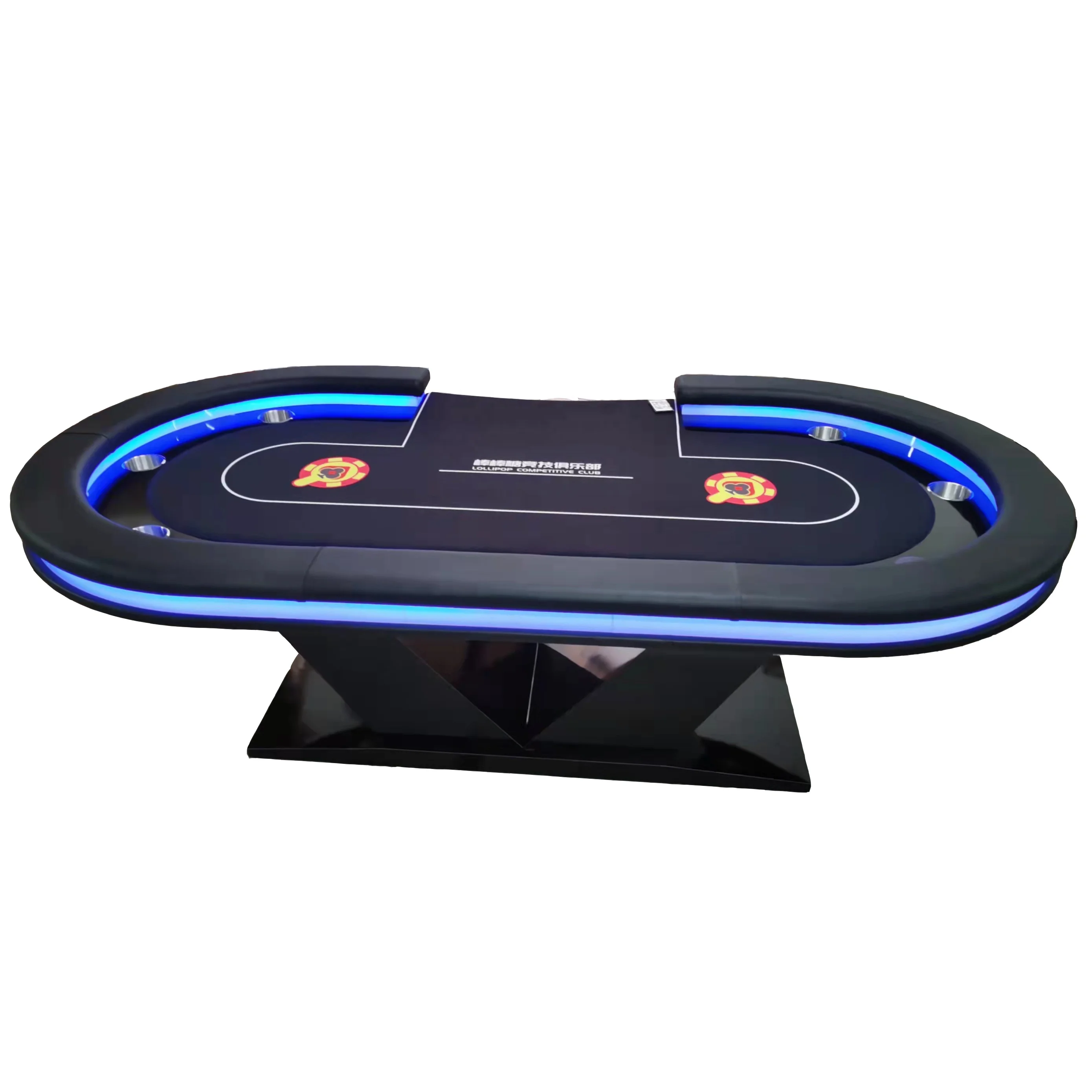 

96 Inch Luxury LED Poker Table Removable Custom Casino Table V Shape Leg Gamgbling gaming table, Custom color