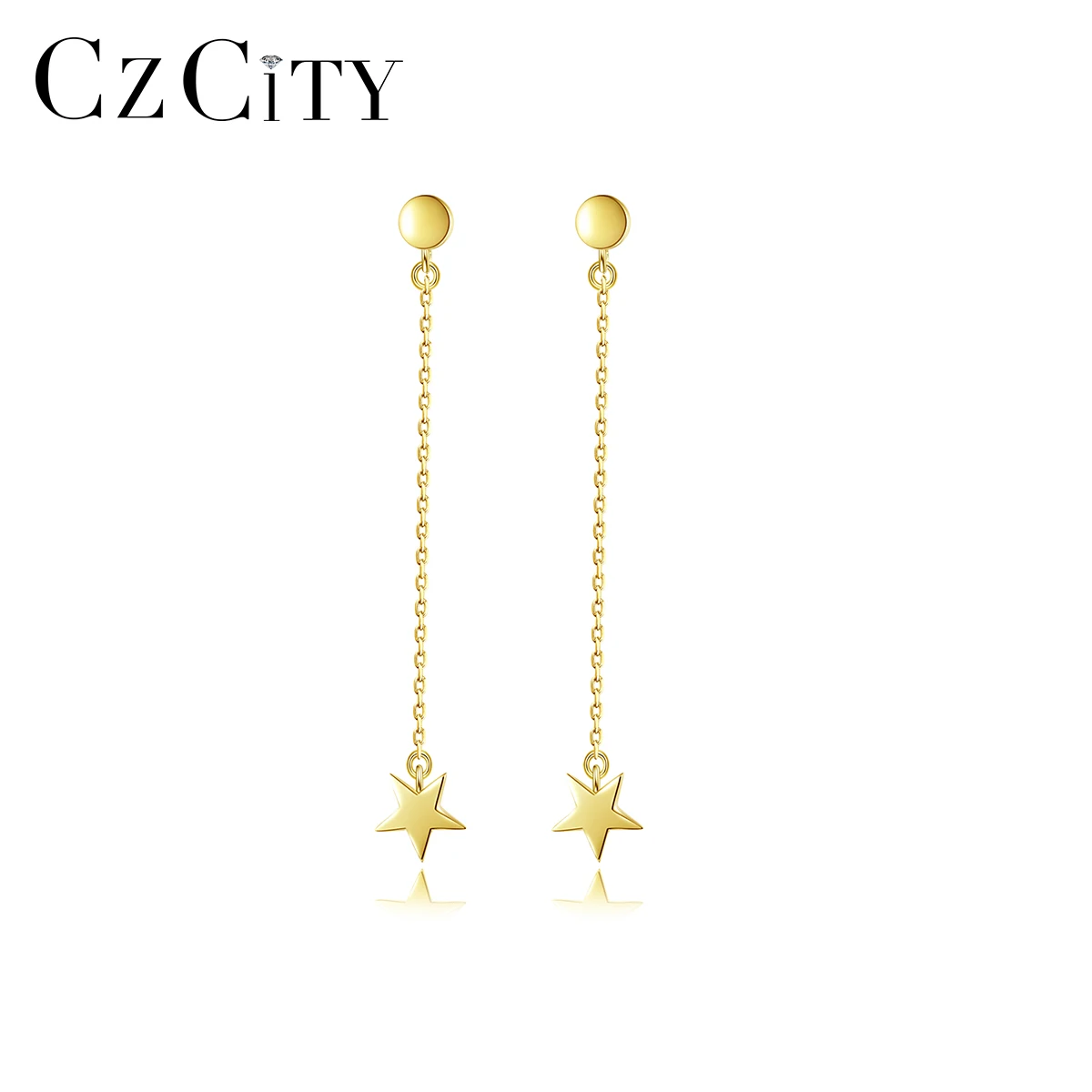 

CZCITY Drop Gold Plated S925 Wire 925 Sterling Silver Ear Long Earring