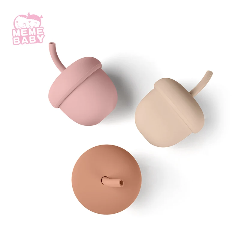 

Memebaby Custom Reusable BPA Free Silicone Baby Toddler Straw Training Cups with Straws No Spill Food Baby Cups, Customized