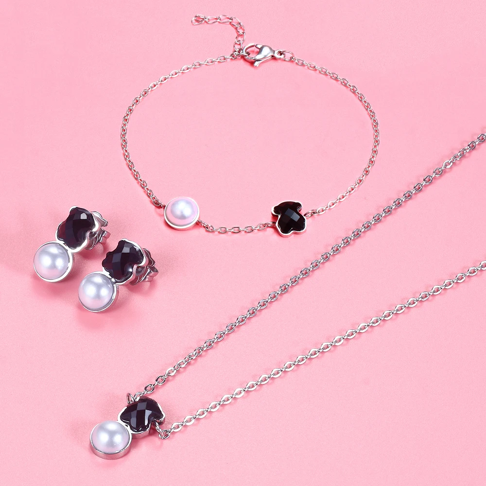 

Spot Wholesale Stainless Steel Gold Plated Jewelry Set 2019 Free Shipping
