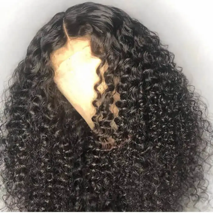 

Cheap Curly Peruvian Human Hair Pre Plucked Lace Front Cuticle Aligned Wig With Baby Hair Pre Bleached