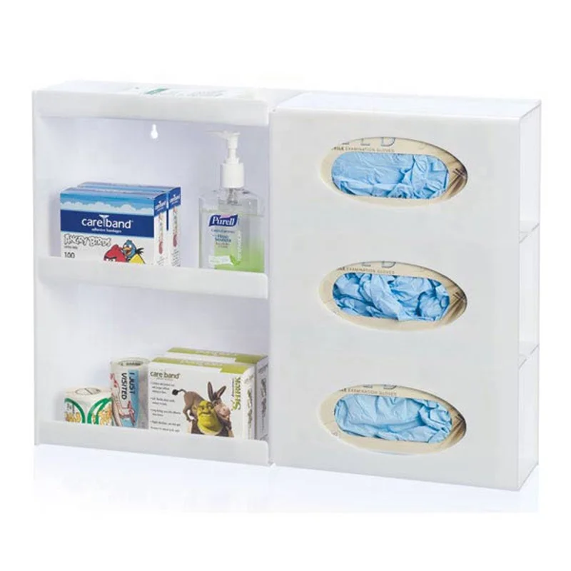 

Wall Mounted Sanitizer Station White Acrylic Glove Dispenser, Clear
