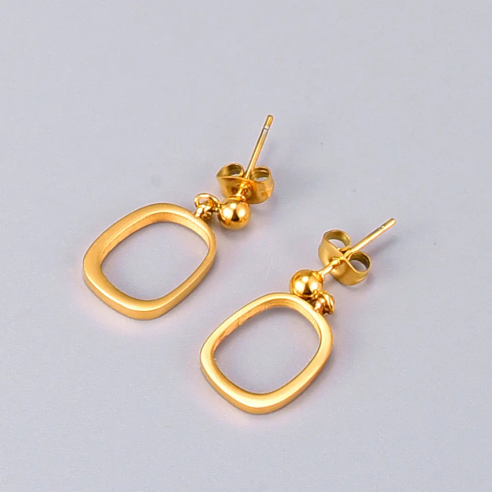 

Connector Fashion Base Jewelry Accessories Gold Tone Geometric Stainless Steel Hollow Square Earrings