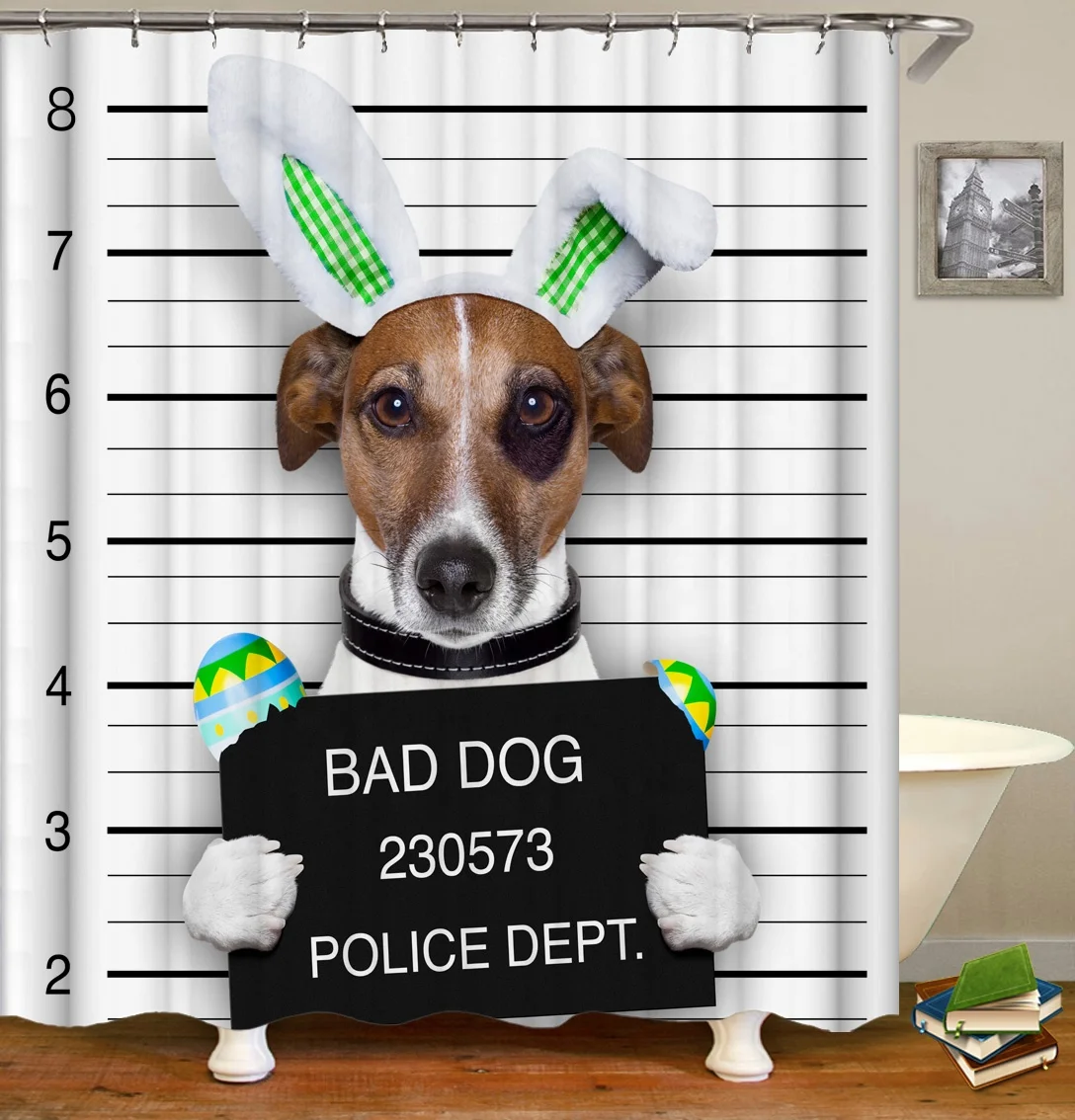 

4 Pcs Custom Shower Curtain 4Pcs sets Black Lab Labrador Retriever Dog for Home Bathroom Decorative Bath Curtains with Hooks, Custom-made