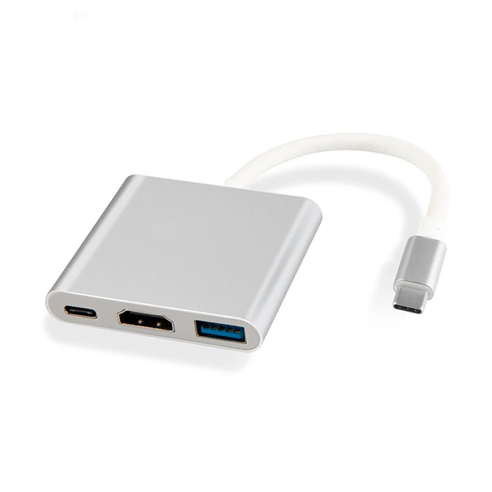 

3 In 1 Aluminum Multifunction Type C Usb3.0 4K Hd_Mi 3 Port Laptop Adapter Charging Usb C Hub