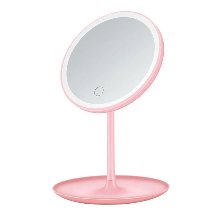 

Portable Foldable Travel Make Up Tools Accessories Pink Makeup Mirror With Led Light Infinity Bedroom Tocador Vanity Mirrors