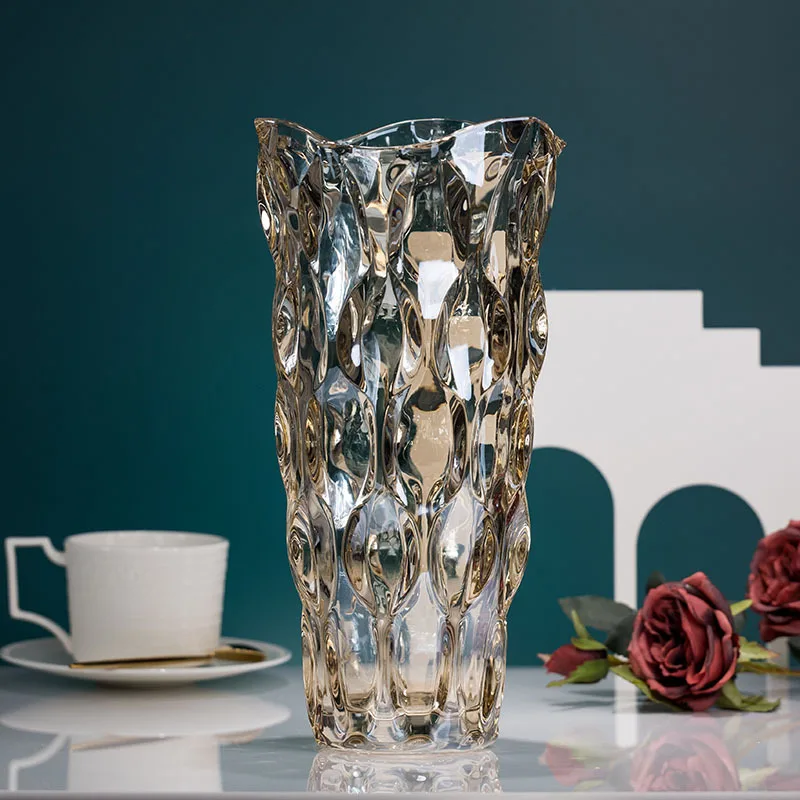 

Living room model American luxury glaze Flower Crystal Vase Glass