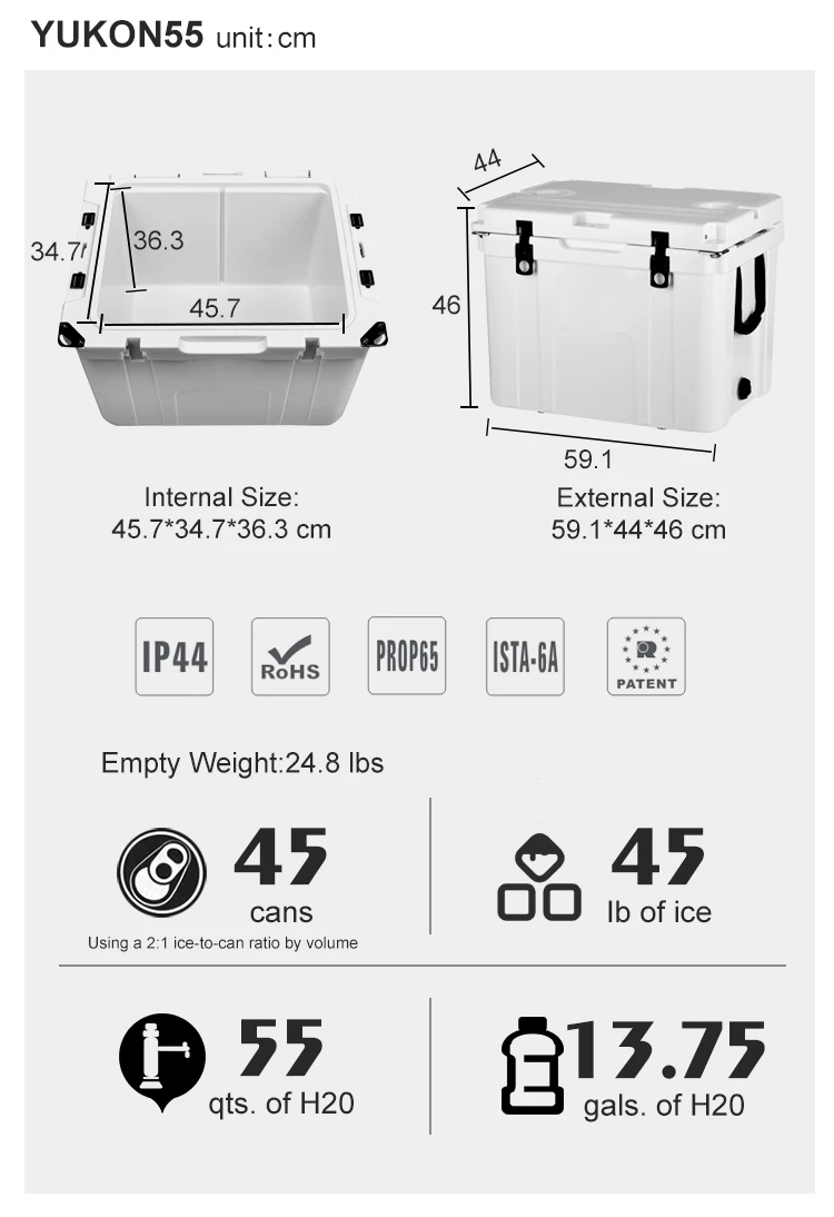 High Quality Big Lldpe 55l Wheeled Cooler Food Cooler Box With Wheels