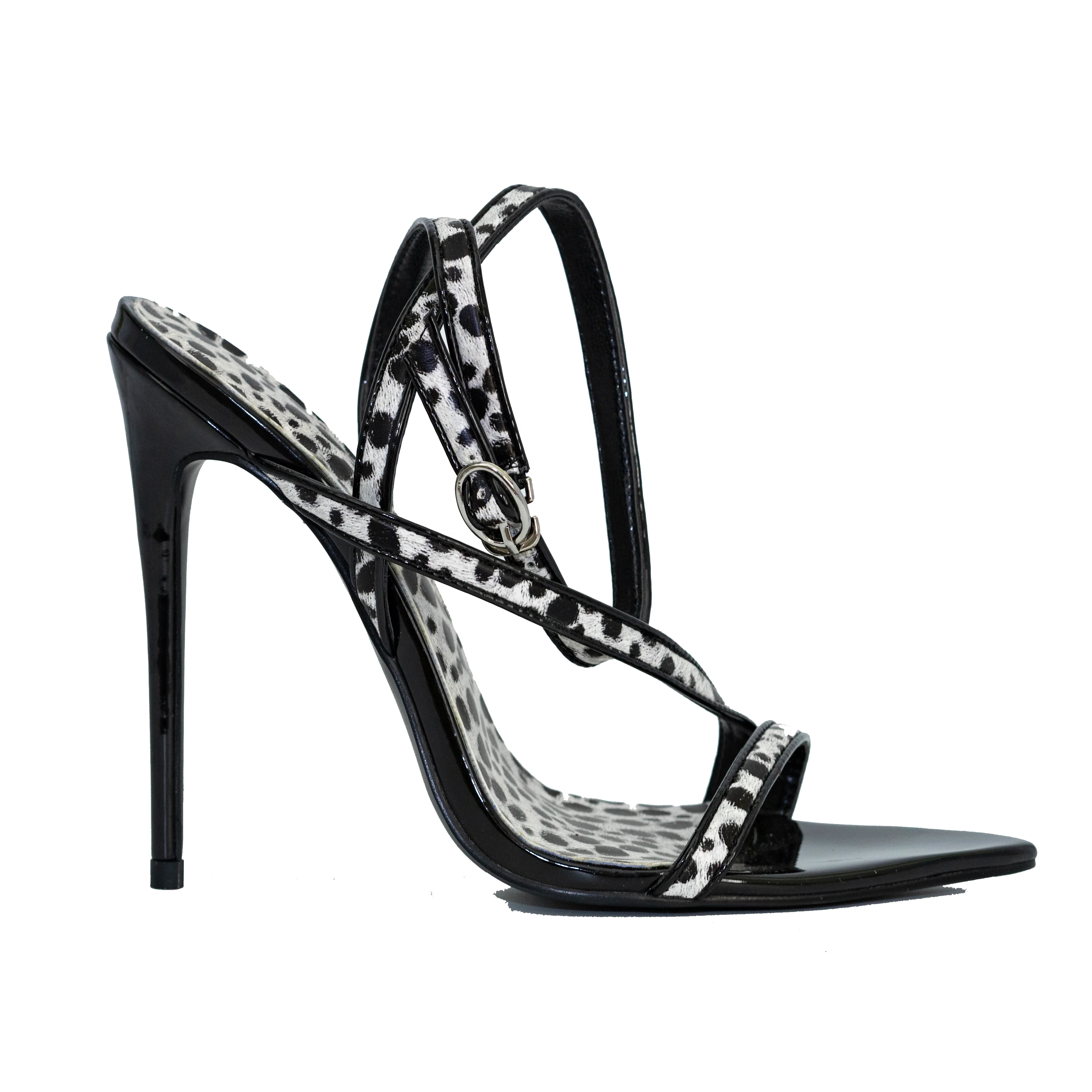 

New products OEM party sexy PU leopard print super high heels women's sandals