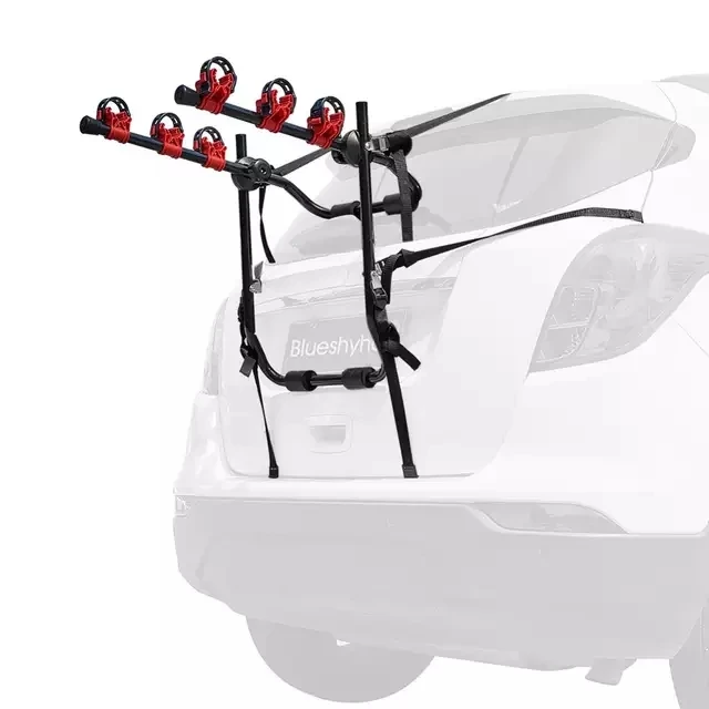 

Fast Shipping Heavy Duty 3-Bike Carrier Trunk Mount Stand Bike Rack 3-Bike Carrier Mount Trunk-Mount Hatchback For SUV Car 77x45, Black+red