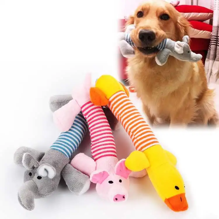 

Cute Pet Dog Cat Plush Squeak Sound Dog Toys Funny Fleece Durability Chew Molar Toy Fit for All Pets Elephant Duck Pig