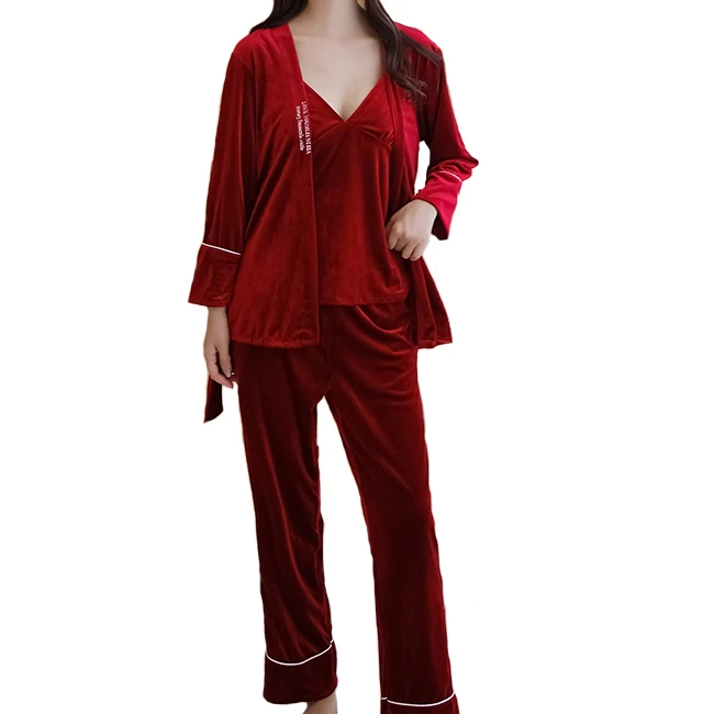 Summer V-neck velvet sexy pajamas in a variety of colors
