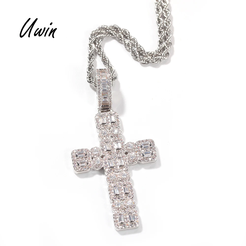 

2021 Baroque Zodiac Cross Pendant Jewelry Fashion CZ Pave Brass Cross Pendant Dropshippiing Jewelries