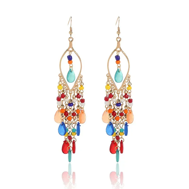 

wholesale Shiny Colorful Rhinestone Crystal Hollow Waterdrop Earrings Geometric Tear Drop Glass Drill Crystal Earrings