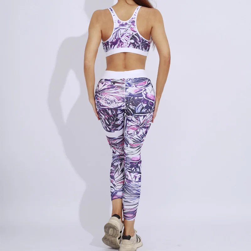 

2022 Fashion yoga sets quick Dry Printing Slim Hip-lifting High-waist two piece pants set sports wear fitness women, As the picture show