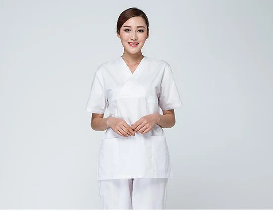 

2022 Hot sale white scrub sets Customize Medical Nursing V- Neck Nurse Woman Scrubs Polyester Hospital Nursing Uniform, Customized