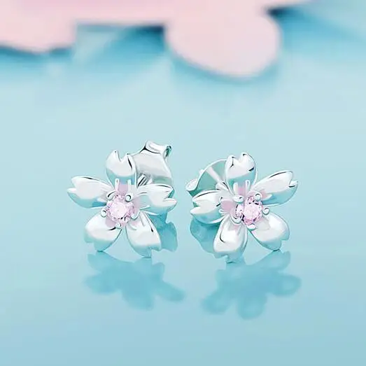 925 Sterling Silver flowers Stud Earrings For Women Personality Lady Fashion Jewelry 2021