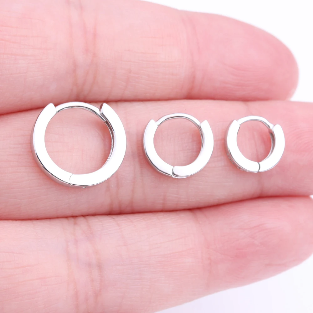 

925 Silver Jewelry Rook Piercing Conch Cartilage Pave Huggie Hoop Earrings