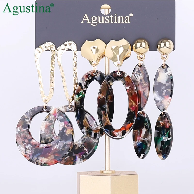 

Agustina new hot sale fashion acrylic long set drop earrings, Colorful