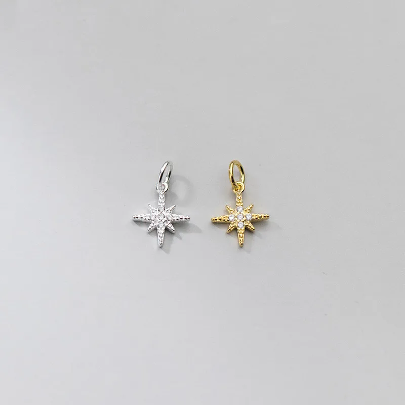 New Style 925 Sterling Silver Gold Vermeil Star Sparkle Charm Fashion Jewelry Pendant