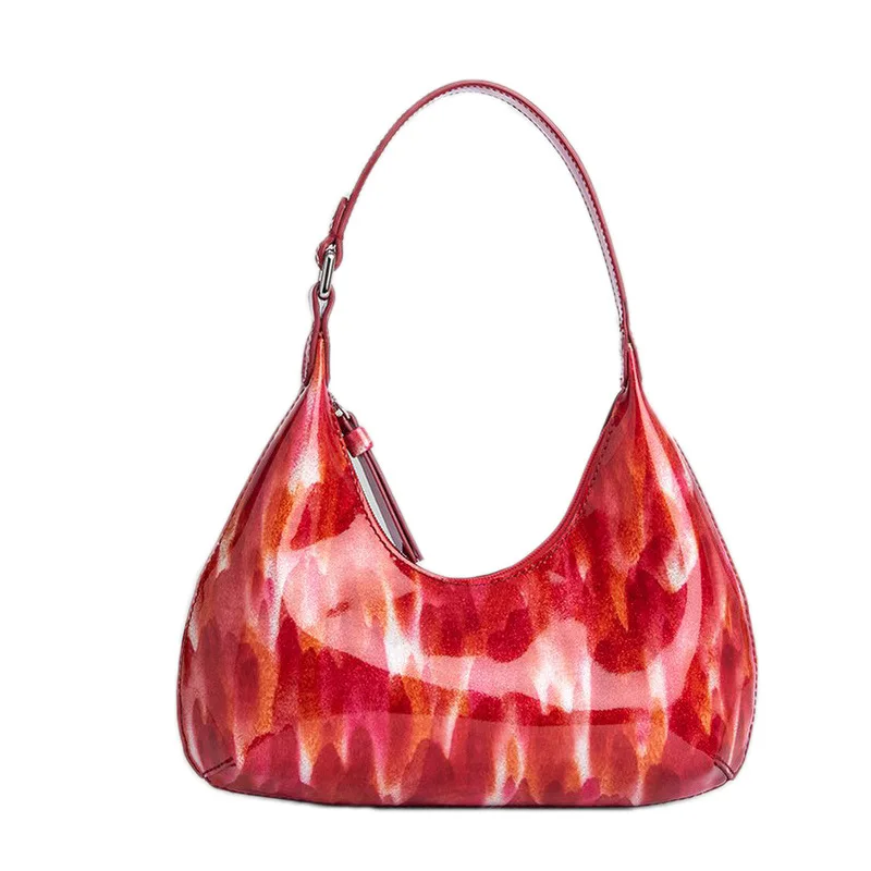 

Bags women 2020 new fashion handbags niche women's bags lacquer amber printed shell handbags, Green,pink,black,and blue