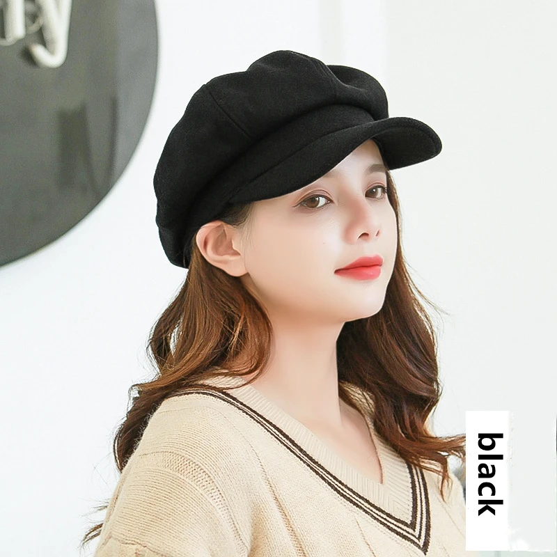 

Hats & Caps Autumn solid winter plain octagonal newsboy hats ladies casualFormal Hats