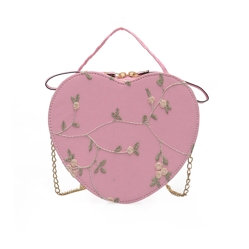

2021 Heart-shaped Women's Bag Lace Crossbody Bag Cheap Casual Ladies Handbag Round Crossbody Bag
