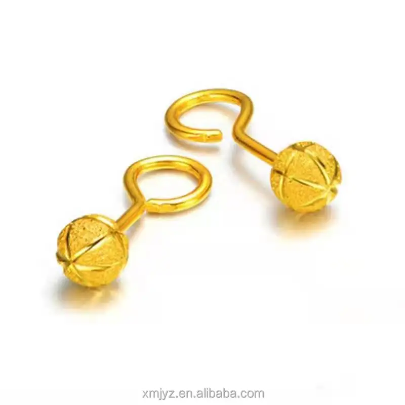 

Vietnam Shajin Frosted Mini Stud Earrings Brass Gold-Plated Hook Glossy Round Beads Fashion Temperament Female Stud Earrings