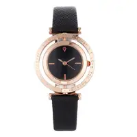 

4163 Personality Creative 2020 Newest Rose Gold Leather Wrist Watch Rotating Dial Ladies Wrist Watch