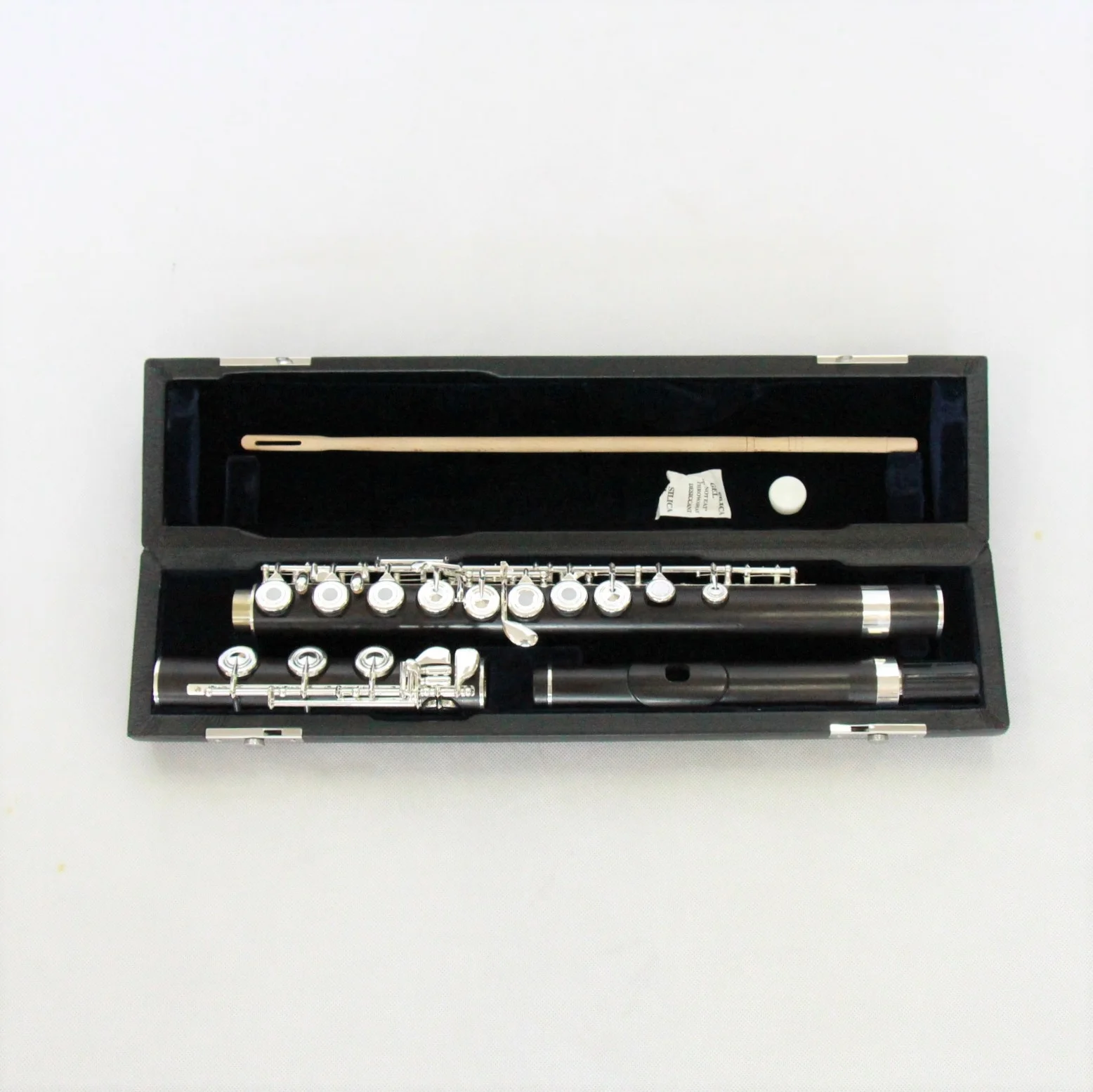 

Top class ebony concert flute silver plated key professional 17 open hole flute handmade top quality transverse flute, Black