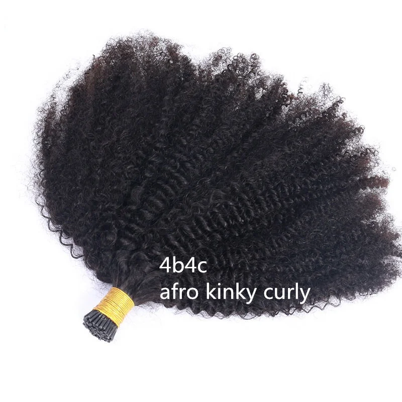 

wholesale premium virgin 3b 3c 4b 4c i tip afro kinky tight curly i tip hair extensions