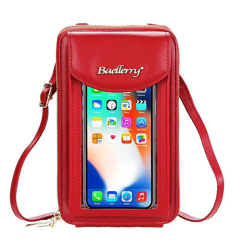 

2022 baellerry touch screen phone purses women hand bags pu leather rfid wallet women Fashion shoulder Crossbody phone Bags, Picture shows