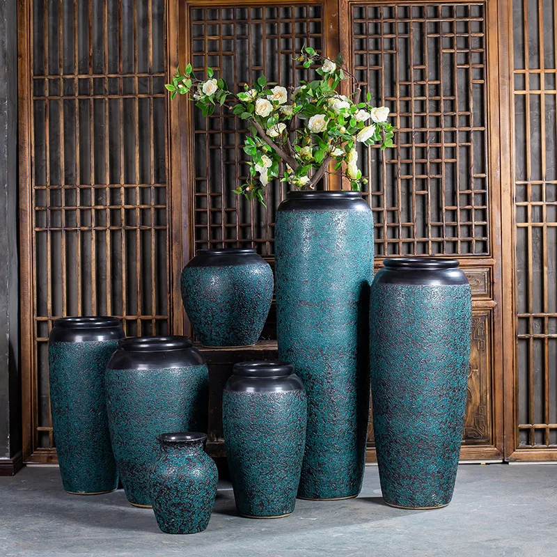

Wholesale Nordic Vintage Chinese Large Stoneware Floor Pot Stand Classic Flower Pottery Ceramic Vase For Living Room Hotel Decor, Depend on the products