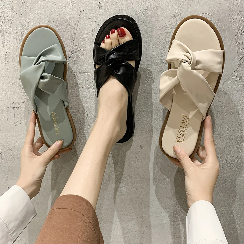 

2021 summer women's flat heel sandals antiskid beach shoes fashion flip flop wholesale