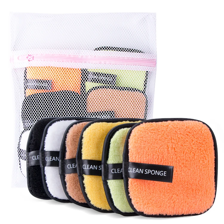 

6pcs packing Square Cotton Makeup Remover Pads Reusable Bamboo with laundry bag, Customized color