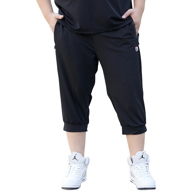 

2020 Summer Running Ice Silk Casual Sport Sweatpants Joggers Knee Length Plus Size Pants For Men, One color