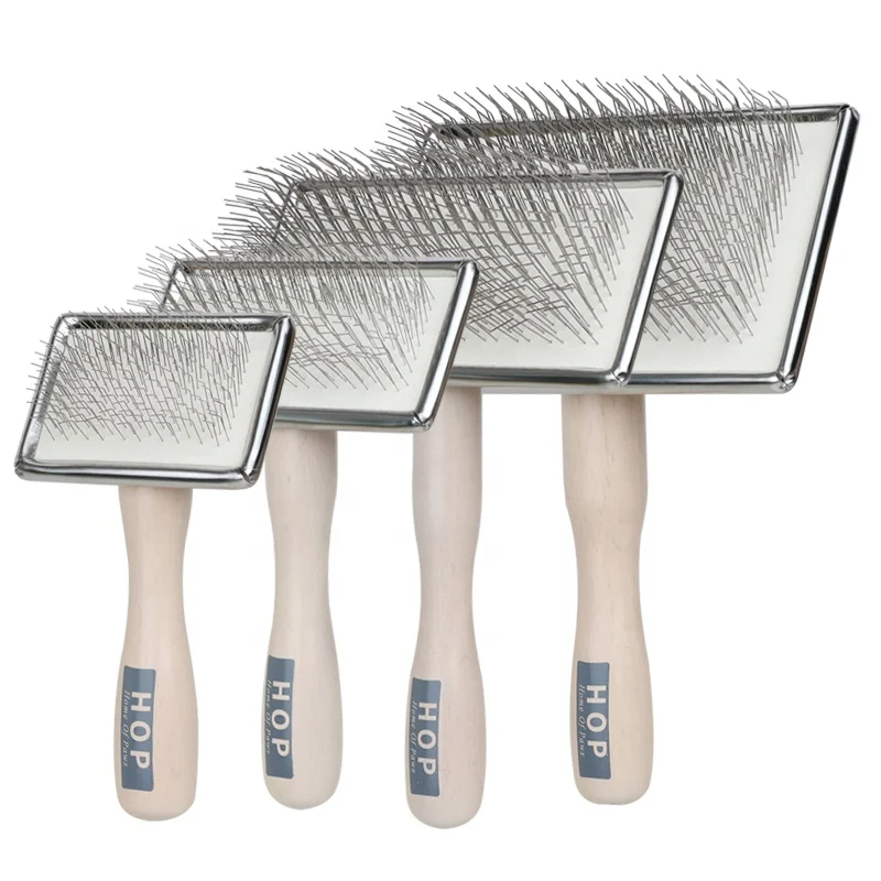 

Factory Wholesale Custom Logo Long Pin Cat Hair Remover Brush Pet Grooming Slicker Brush For Dogs