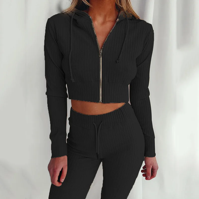 

Autumn Custom Logo Long Sleeves High Waist Sweatsuit Tracksuits For Women, Picture