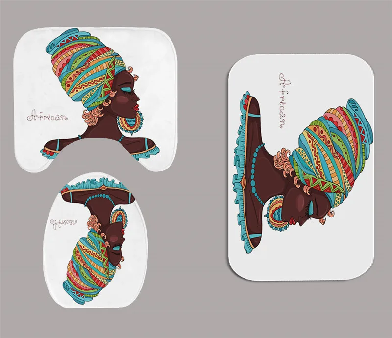 

Fancy African American Women Digit Print Bathroom Accessories Black Girl Magic Rug Shower Bath Mat Sets/