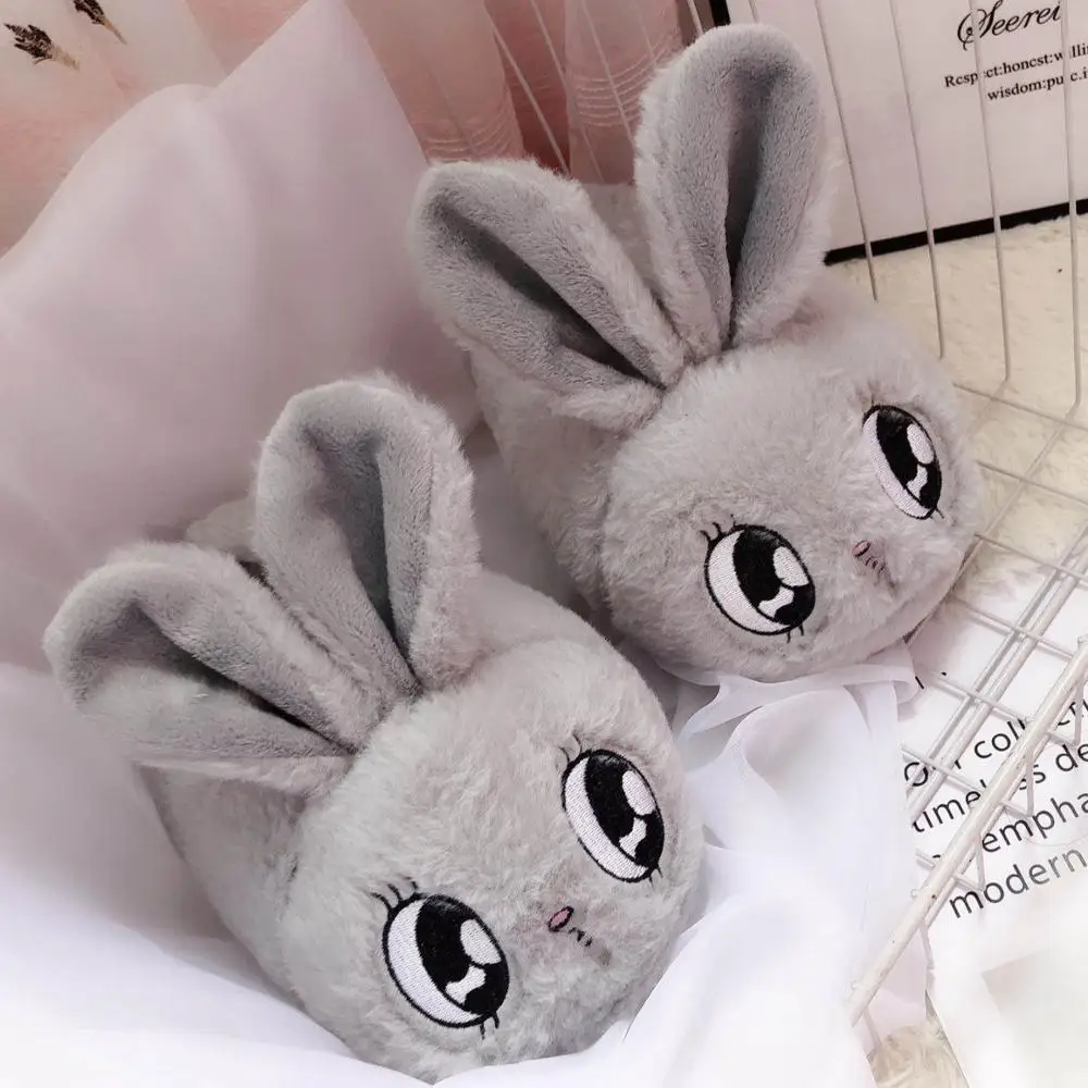 

new products fluffy bunny ears slippers house slipper plush women's plush slippers