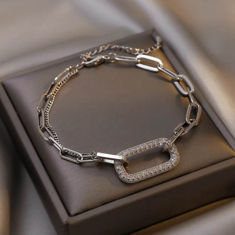

fashion crystal cuban link box chain bracelet