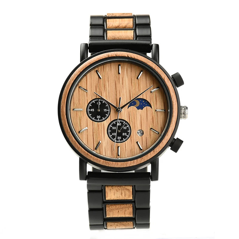 

OEM Custom Wooden Men Watches Wristwatches Natural Customized Wood Watch, Two colors