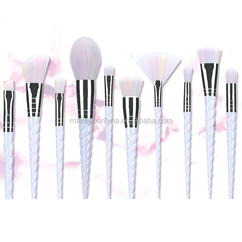 HOT 2019 10 pieces makeup brush set glitter unicorn makeup brushes brochas unicornio maquillaje de china